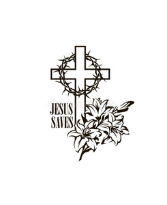 十字架和百合花照片