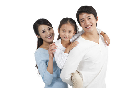 拍摄全家福棚拍休闲装一家三口照片