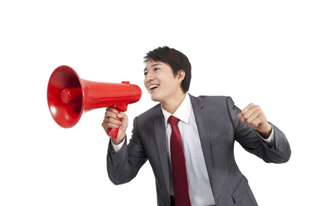 拿喇叭喊话图片