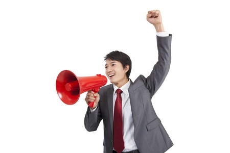 拿喇叭喊话图片