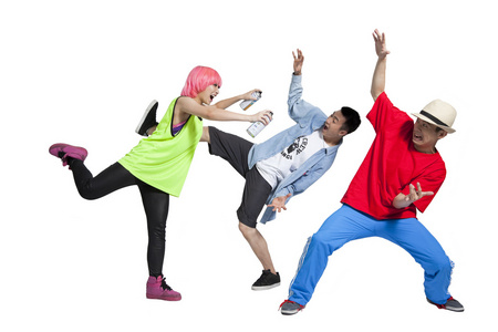 棚拍快乐的年轻人在一起玩耍打闹照片