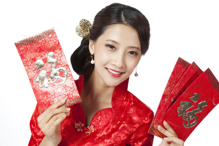 压岁钱接红包图片