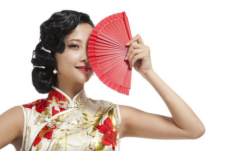 中国风红色旗袍美女图片-中国风红色旗袍美女素材-中国风红色旗袍美女