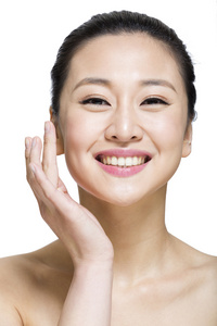 棚拍年轻女人美容照片