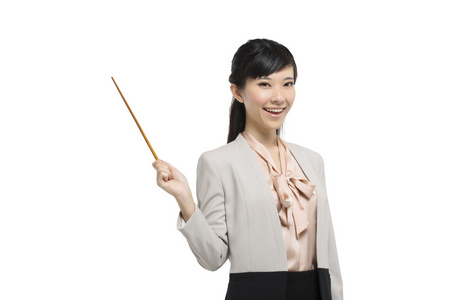 年轻女教师讲课照片