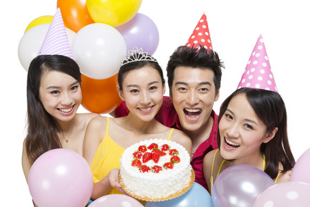 生日头饰棚拍时尚年轻人欢乐生日聚会照片