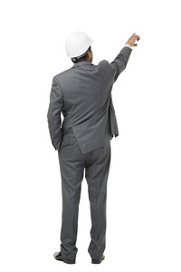 中年男建筑工程师高举手臂照片