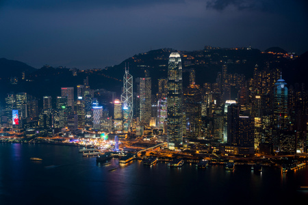 高视角看香港城市夜景