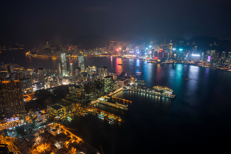 高视角看香港城市夜景