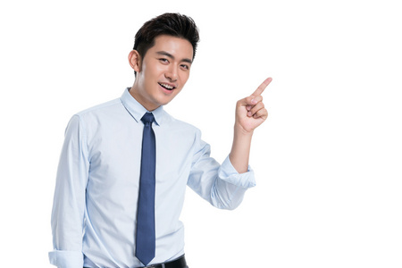 年轻商务人士指照片