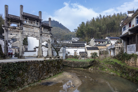 古徽州安徽徽州休宁县灵山村古建筑群照片