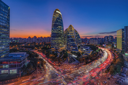 北京城市夜景照片