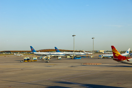 首都飞机北京首都机场t3停机坪照片