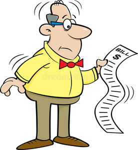 漫画男人有样子的在一账单.照片