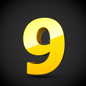 有光泽的黄色的颜料数字9和软盒反映照片