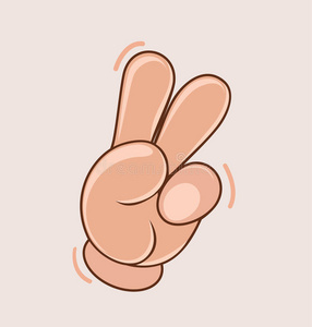 看漫画手漫画给看两个手指.漫画符号为胜利.照片