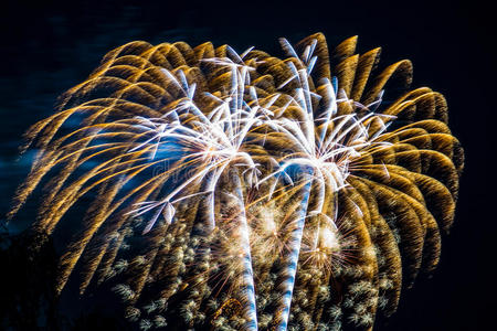 烟火爆炸烟火烟火庆祝金白色的爆炸照片