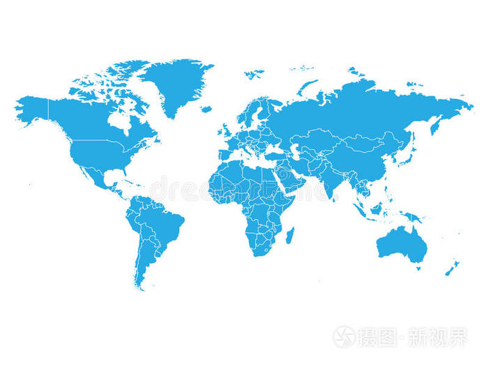 世界地图采用蓝色颜色向白色的背景.高的详述空白的英语字母表的第16个字母