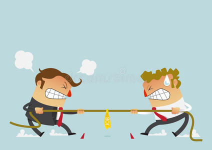 两个商人战斗的采用指已提到的人用力拉关于战争竞争det.