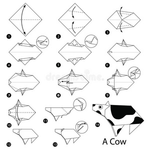 步在旁边步操作指南怎样向做折纸手工一奶牛照片