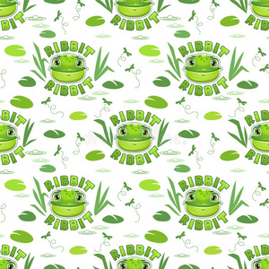 无缝的模式和有趣的青蛙面容.照片