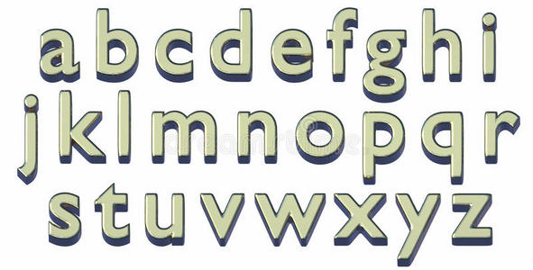 小写字母.金色的3英语字母表中的第四个字母字体.