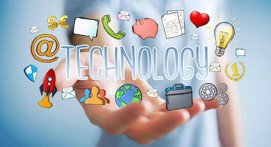 多媒体资料商人使用手-疲惫的多媒体科技提交照片