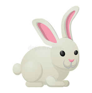 兔子插画卡通画吉祥物和白色背景漂亮的小女孩穿着一件毛衣拿着粉色的