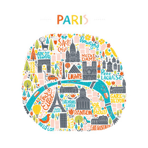 手绘巴黎地图照片