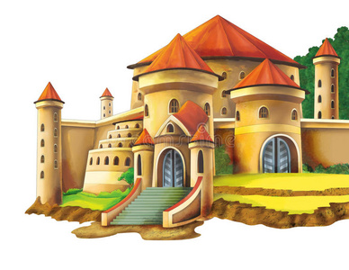 漫画城堡向白色的背景-为不同的使用照片