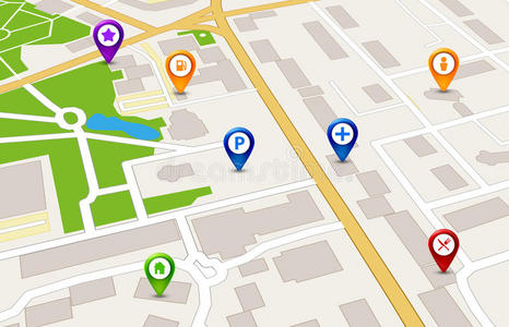 透镜城市地图globalpositionsystem全球定位系统服务观念.