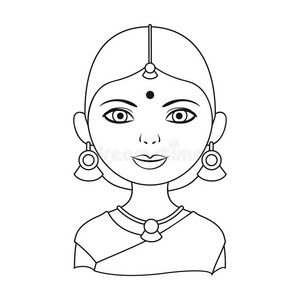 印度小女孩简笔画图片