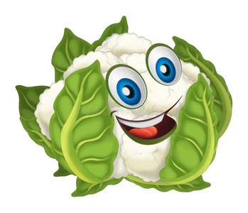 漫画蔬菜微笑的和有样子的花椰菜照片