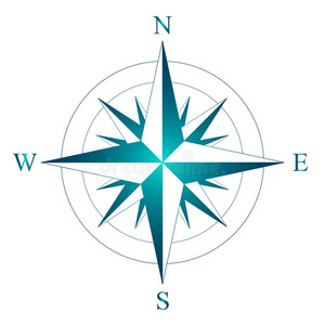 风玫瑰和指已提到的人名称关于北方,南方,西和东,英语字母表的第22个