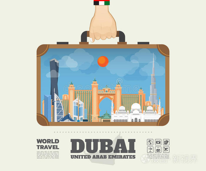 手运送的迪拜陆标全球的旅行和旅行信息记录