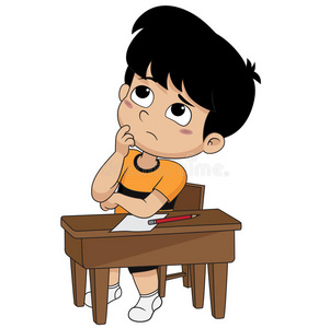 小孩思考关于判决.矢量和说明. 插画