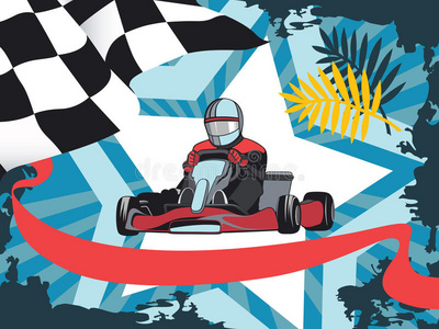 足球体育场上的汽车速度比赛旗偶像关于汽车说明vectograp矢量图赛车