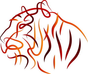 插画纯线条抽象的老虎照片