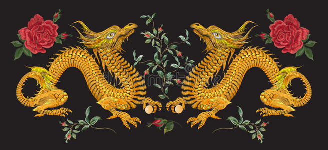 玫瑰龙图片-玫瑰龙素材-玫瑰龙插画-摄图新视界