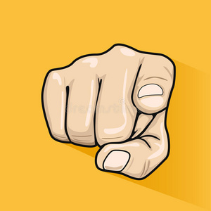 男性的手弄尖手指在你越过黄色的背景照片