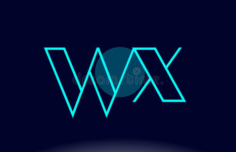 圆线条字体wxwickets三柱门字母x蓝色线条圆字母表信标识偶像样板vec
