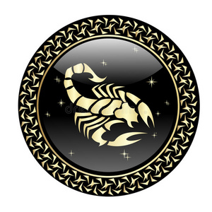 天蝎座黄道带符号采用圆框架照片