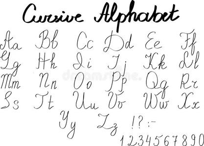 的字体书面的和优美的草书的书法的丰族矢量复古小写英文字母abc集合