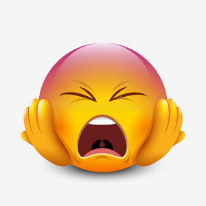 欢呼表情符恐慌情感符佃户租种的土地上端,表情符号,微笑的-矢量说明