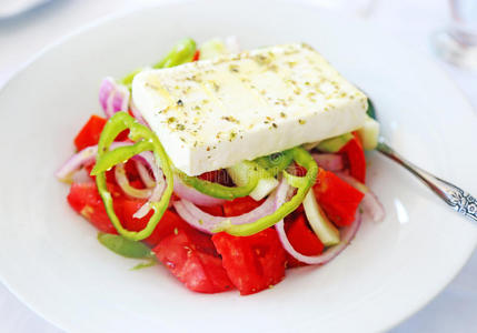 希腊沙拉里的奶酪图片