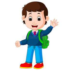 漂亮的男孩和背包漫画照片