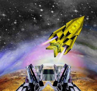 空间梭子出发从指已提到的人太空船发射降落场照片