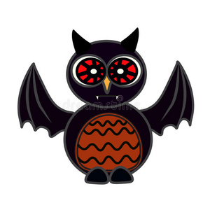 万圣节前夕猫头鹰蝙蝠艺术矢量面容使隔离向白色的背景.照片