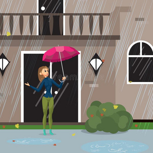 漂亮的漫画雨图片