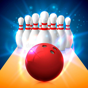 保龄球运动俱乐部海报和指已提到的人明亮的背景.照片